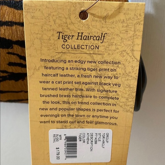 Patricia Nash Athena Printed Haircalf Leather Frame Bag/Clutch - Tiger NWT - Picture 3 of 12